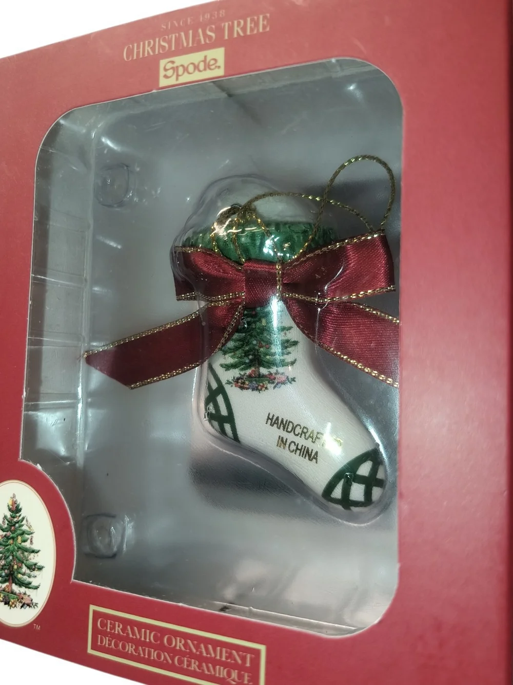 Spode Ceramic Kitten In Stocking Ornament